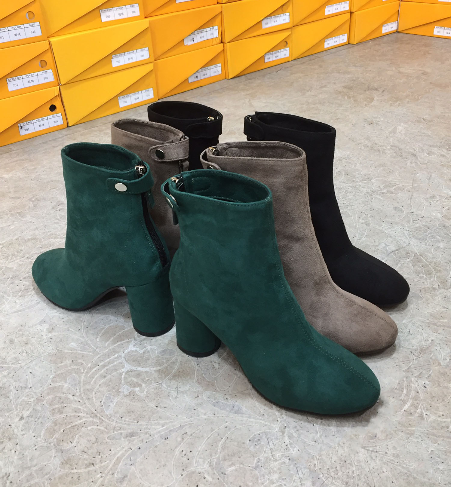 7cm merci simple suede suede round hoodie Ankle bo