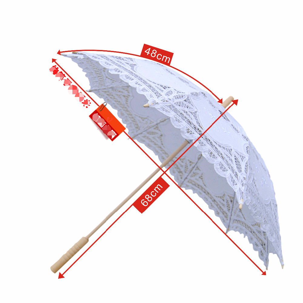 Mini Umbrella Color embroidery lace Ivory, 20 blac