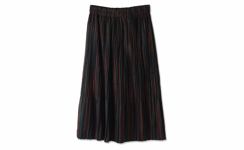 Striped bending pleated long skirt winter autumn w