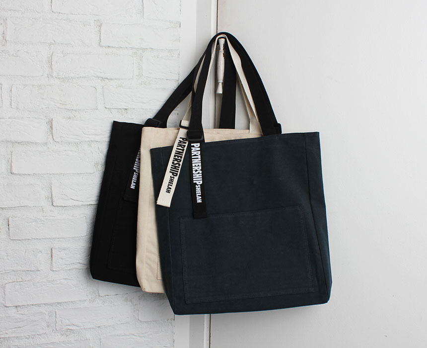 Shoulder Pocket Eco Back Lettering Canvas Bag Dail