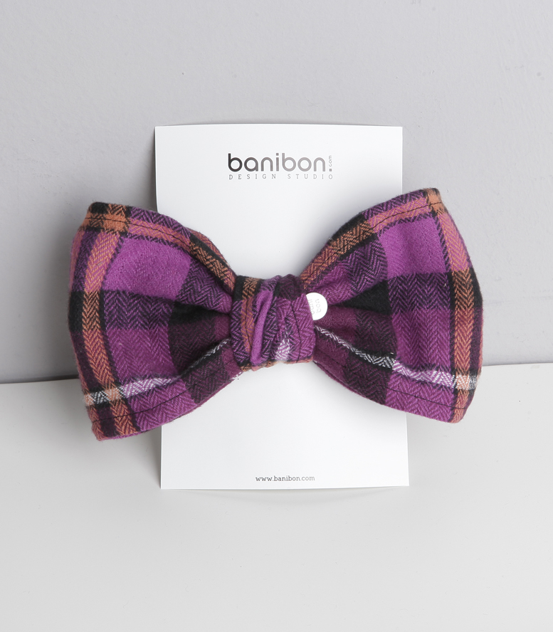 Hair Accessories Purple Check Hairpin