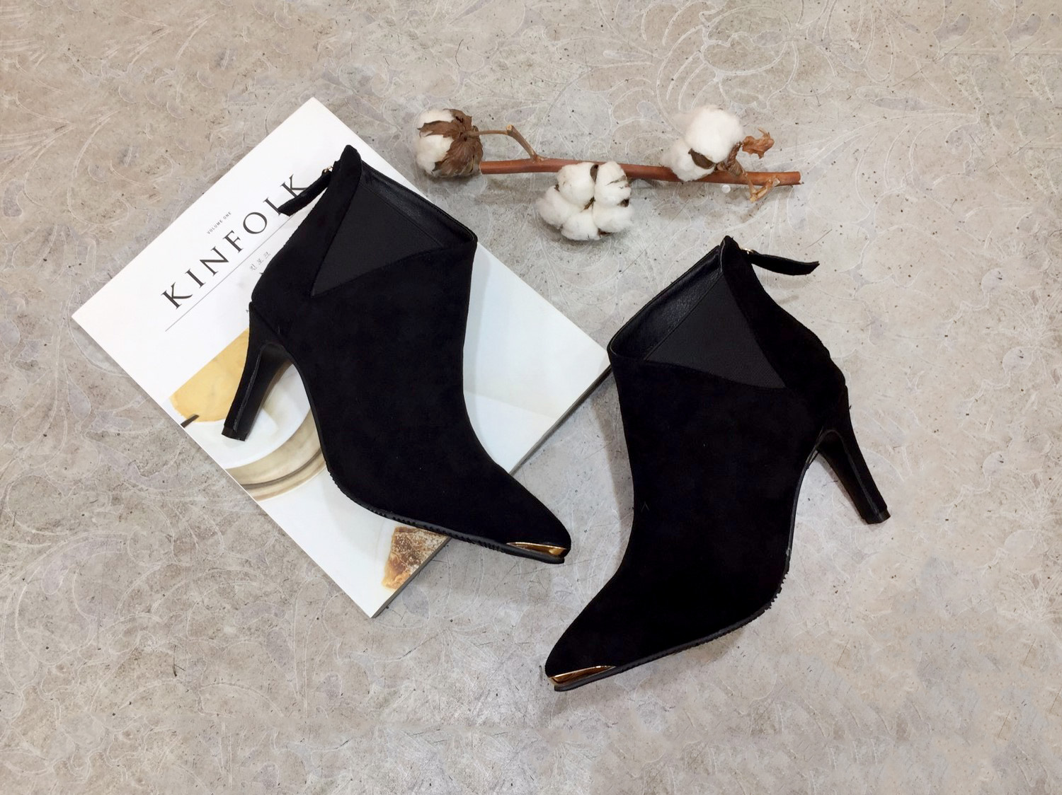 7cm Joshi Simple Suede Stiletto Heel Booty Chelsea