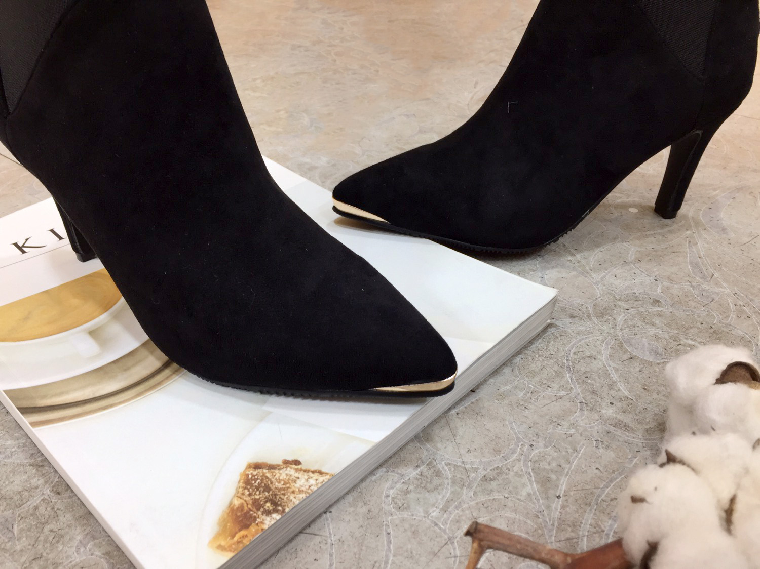 7cm Joshi Simple Suede Stiletto Heel Booty Chelsea