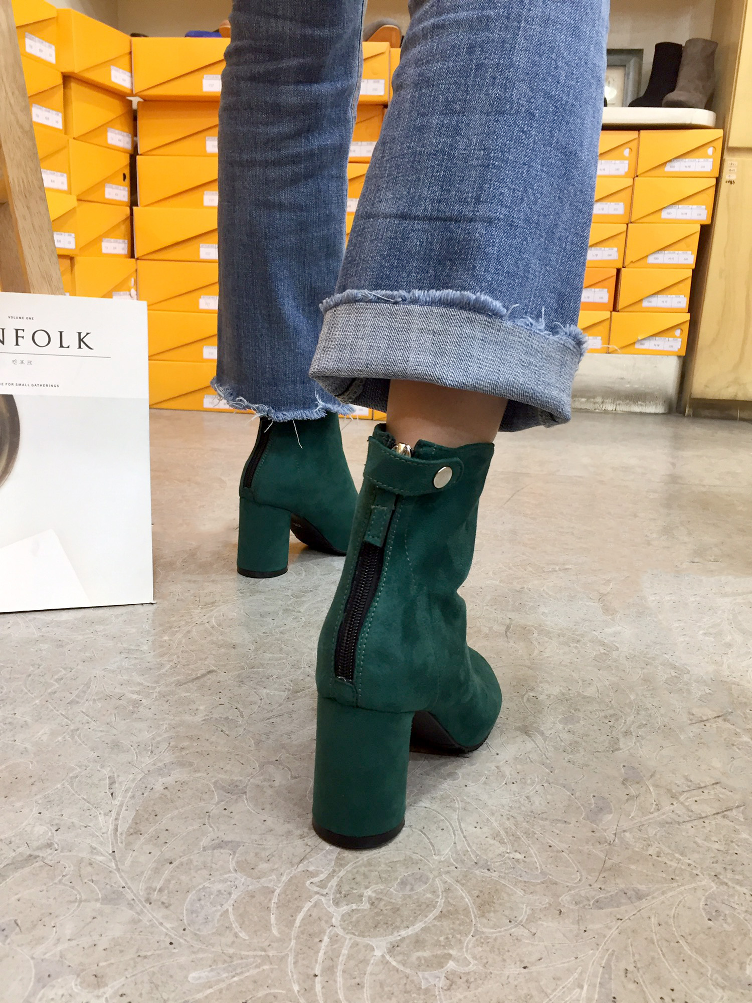 7cm merci simple suede suede round hoodie Ankle bo