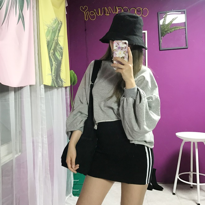 Line banding mini skirt 2color 20s female double l