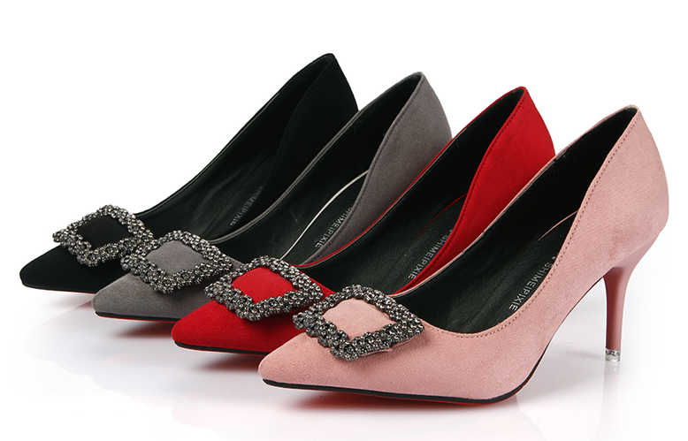 Beads Square Stiletto Hill Spiked Shoe 20s Women M