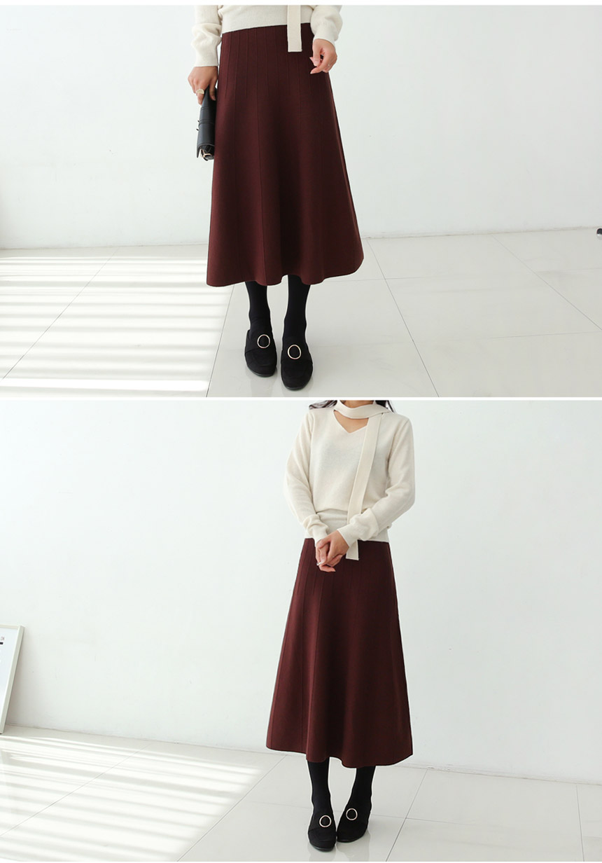 Knit Flare Long Skirts Charlotte A Line 30 Women F