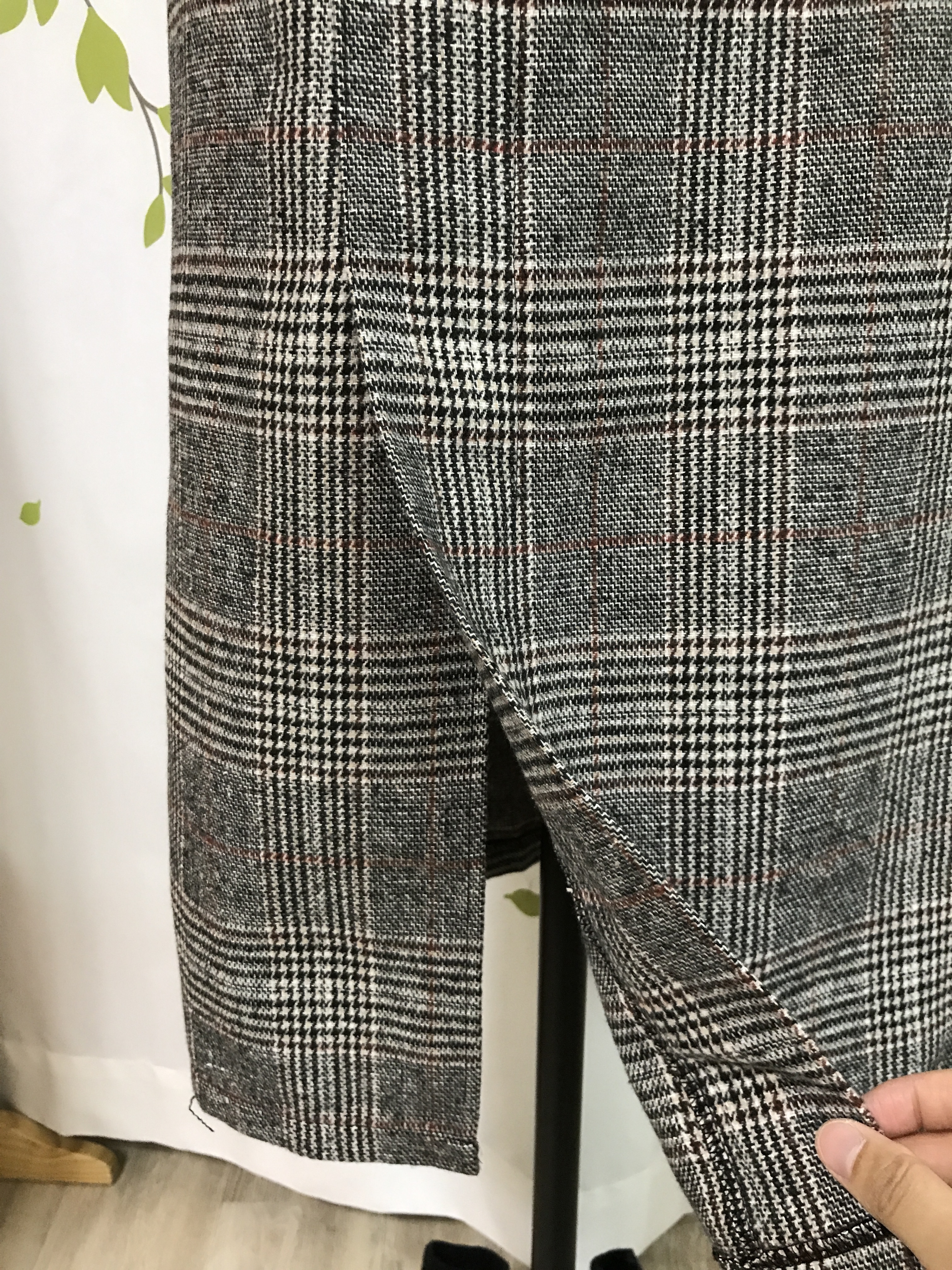 Check Date Banding Long Skirt Brown Black Fall