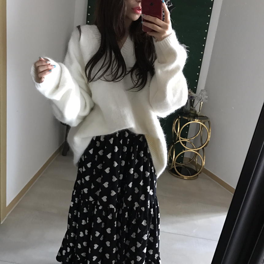 Heart long skirt Lovely look simple 30s female pre