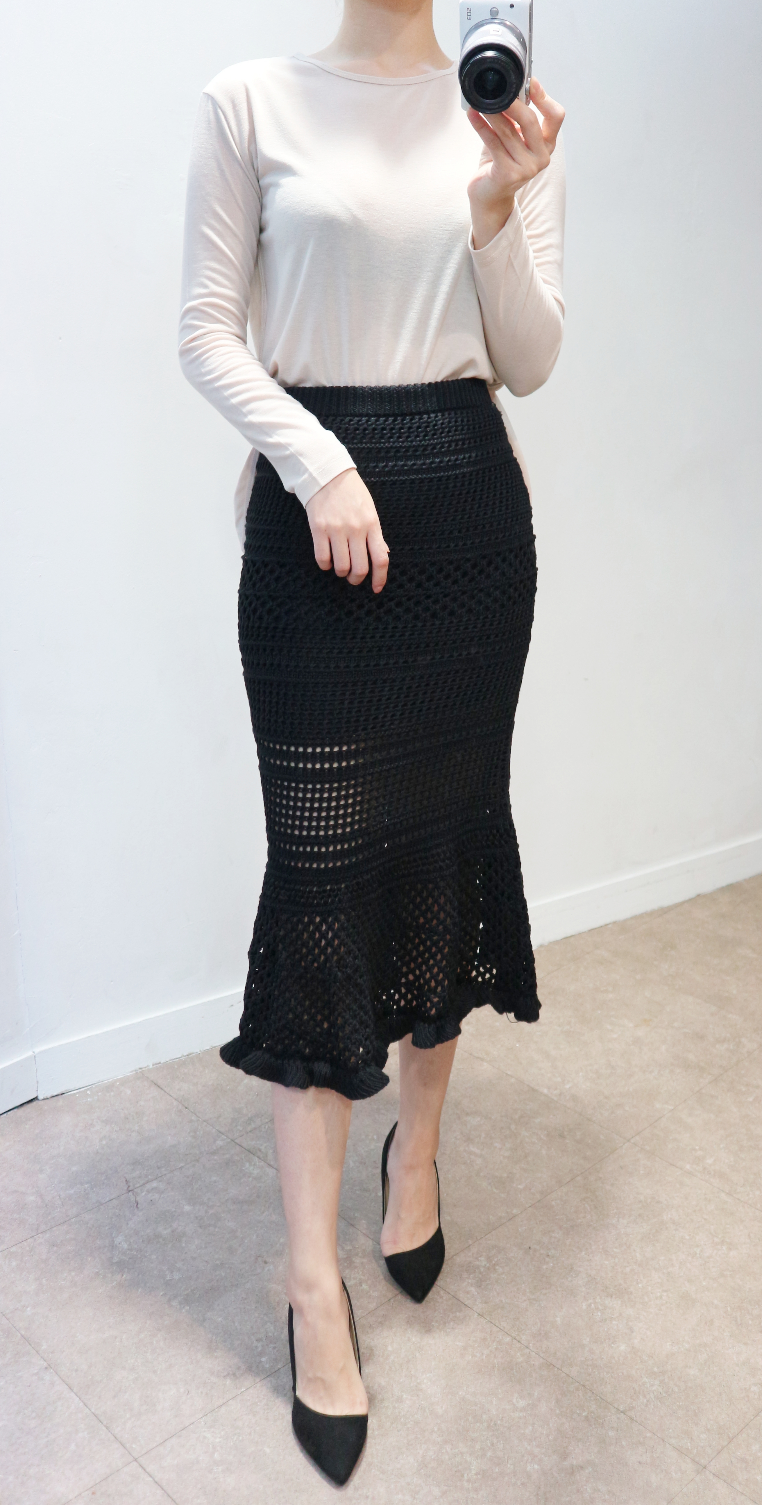See-through Mermaid Knit Long Skirt Skirt Bending