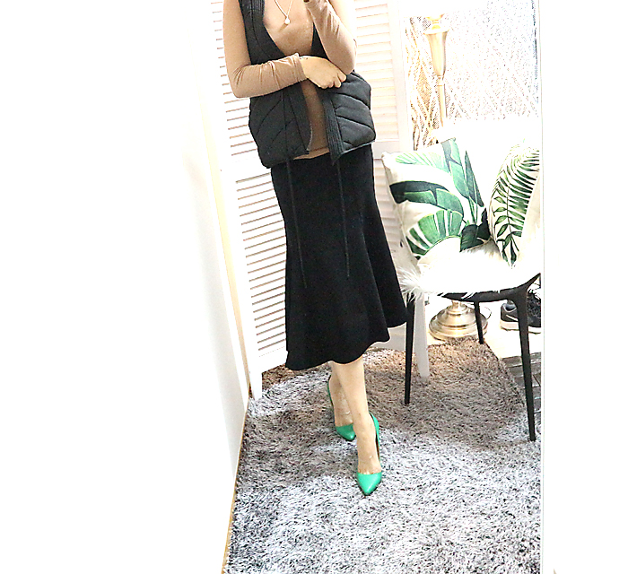 Suede Bending Muffle Skirt - 3color Coordination L