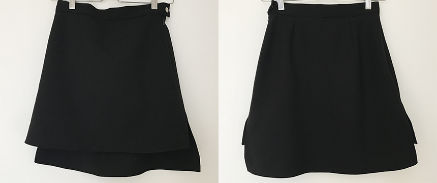 Untitled Buttons Unbalanced Mini Skirt Black Sk Bl