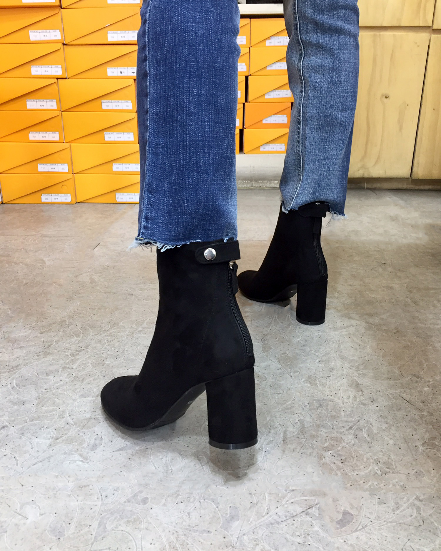 7cm merci simple suede suede round hoodie Ankle bo