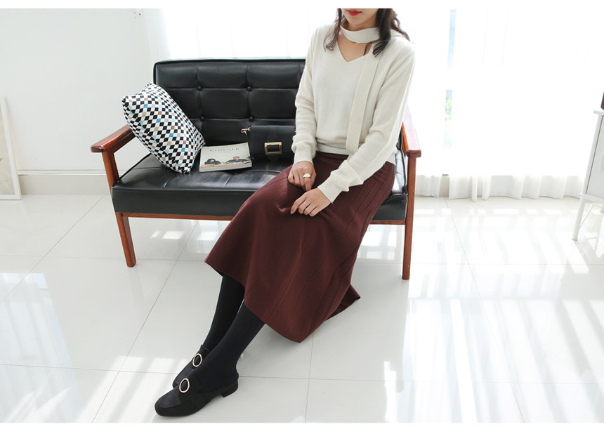 Knit Flare Long Skirts Charlotte A Line 30 Women F
