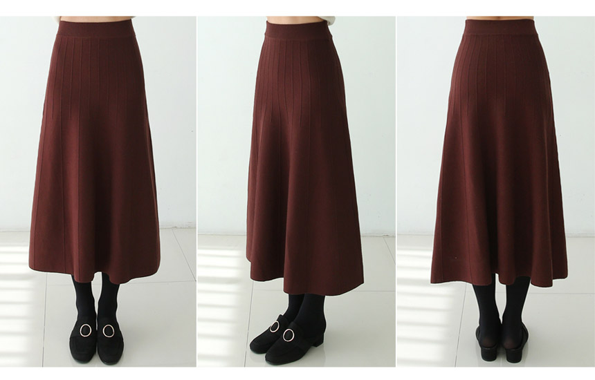 Knit Flare Long Skirts Charlotte A Line 30 Women F