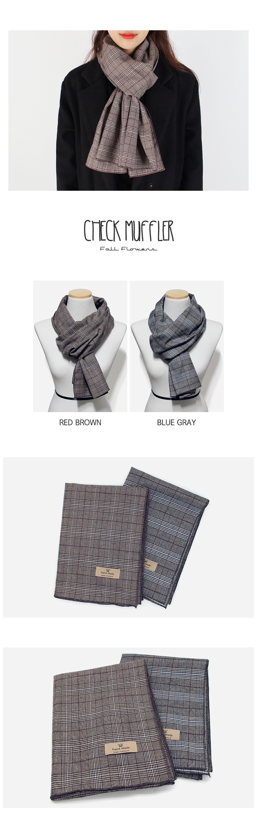 Unisex Square Check Muffler Shawl Autumn Winter Wo
