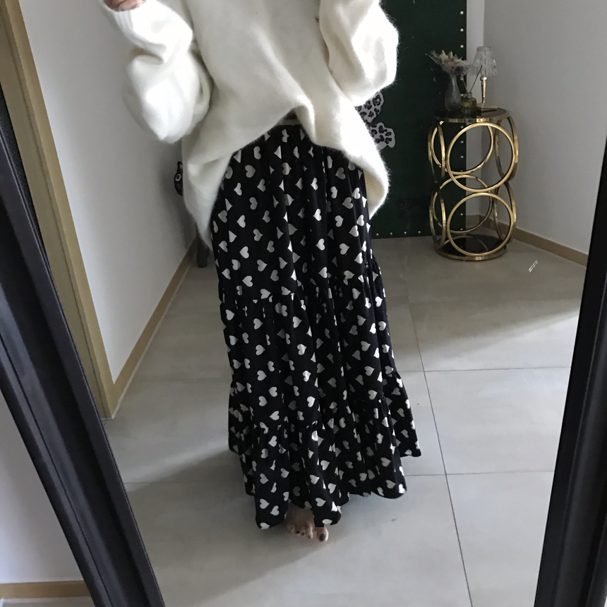 Heart long skirt Lovely look simple 30s female pre