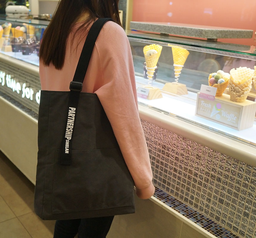 Shoulder Pocket Eco Back Lettering Canvas Bag Dail