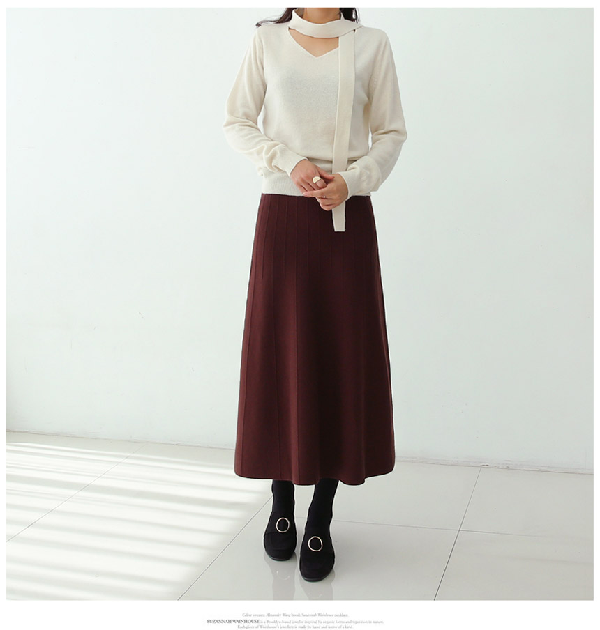 Knit Flare Long Skirts Charlotte A Line 30 Women F