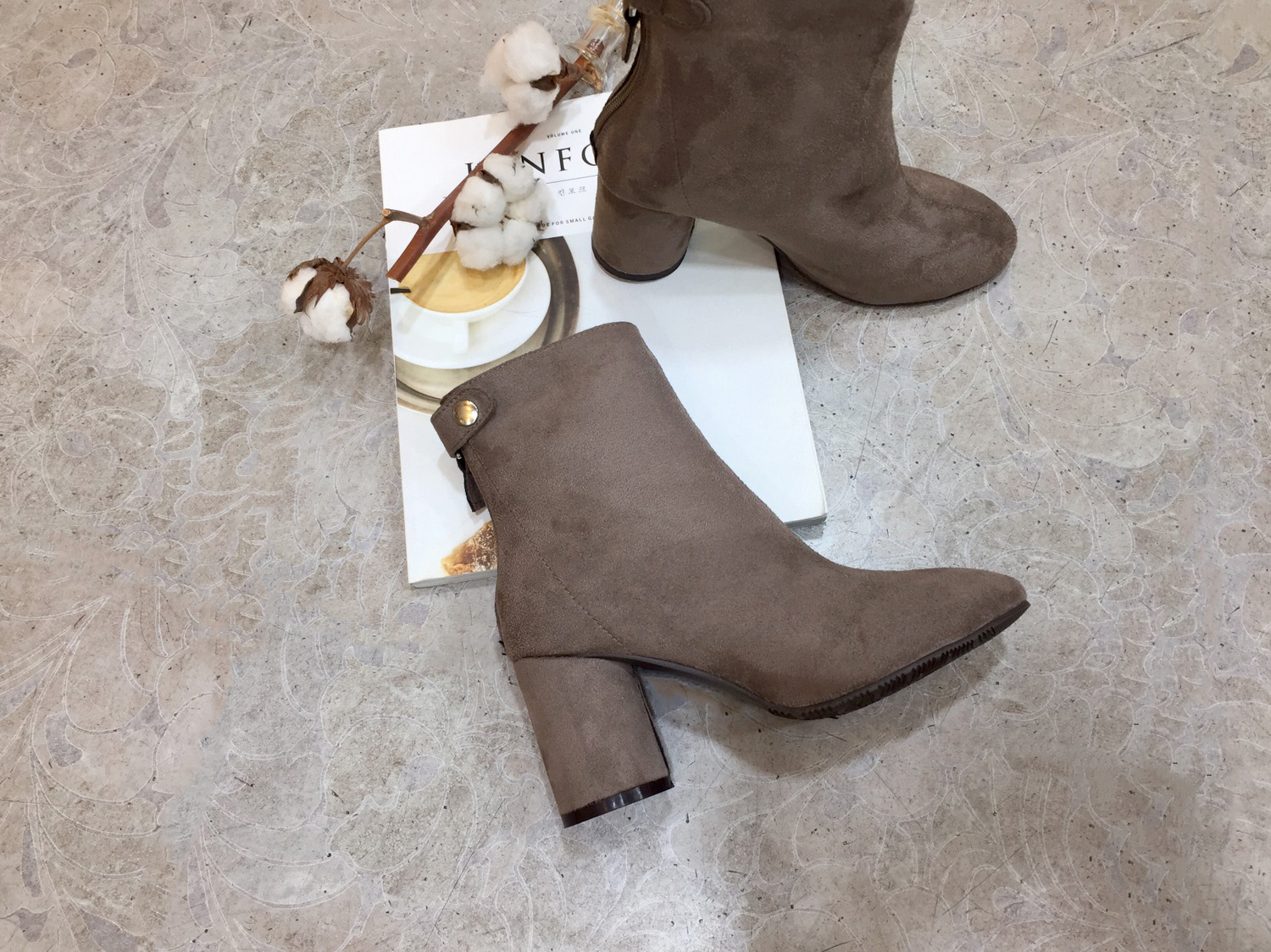 7cm merci simple suede suede round hoodie Ankle bo