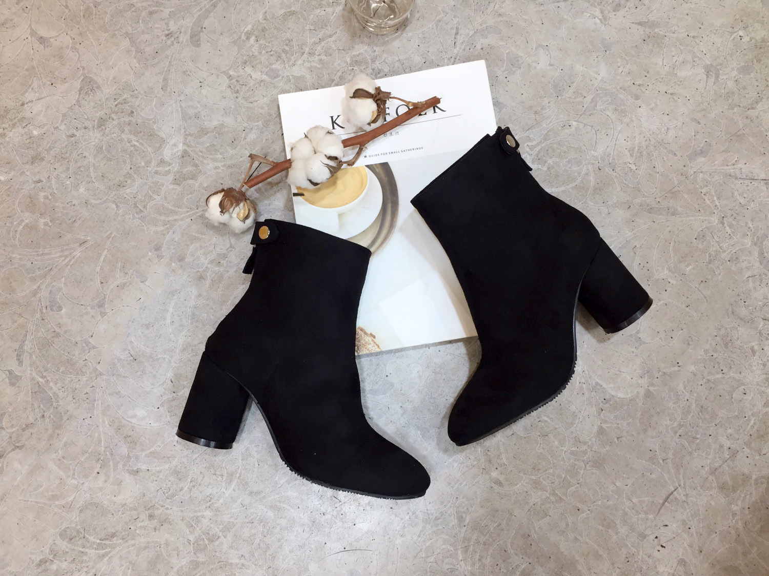 7cm merci simple suede suede round hoodie Ankle bo