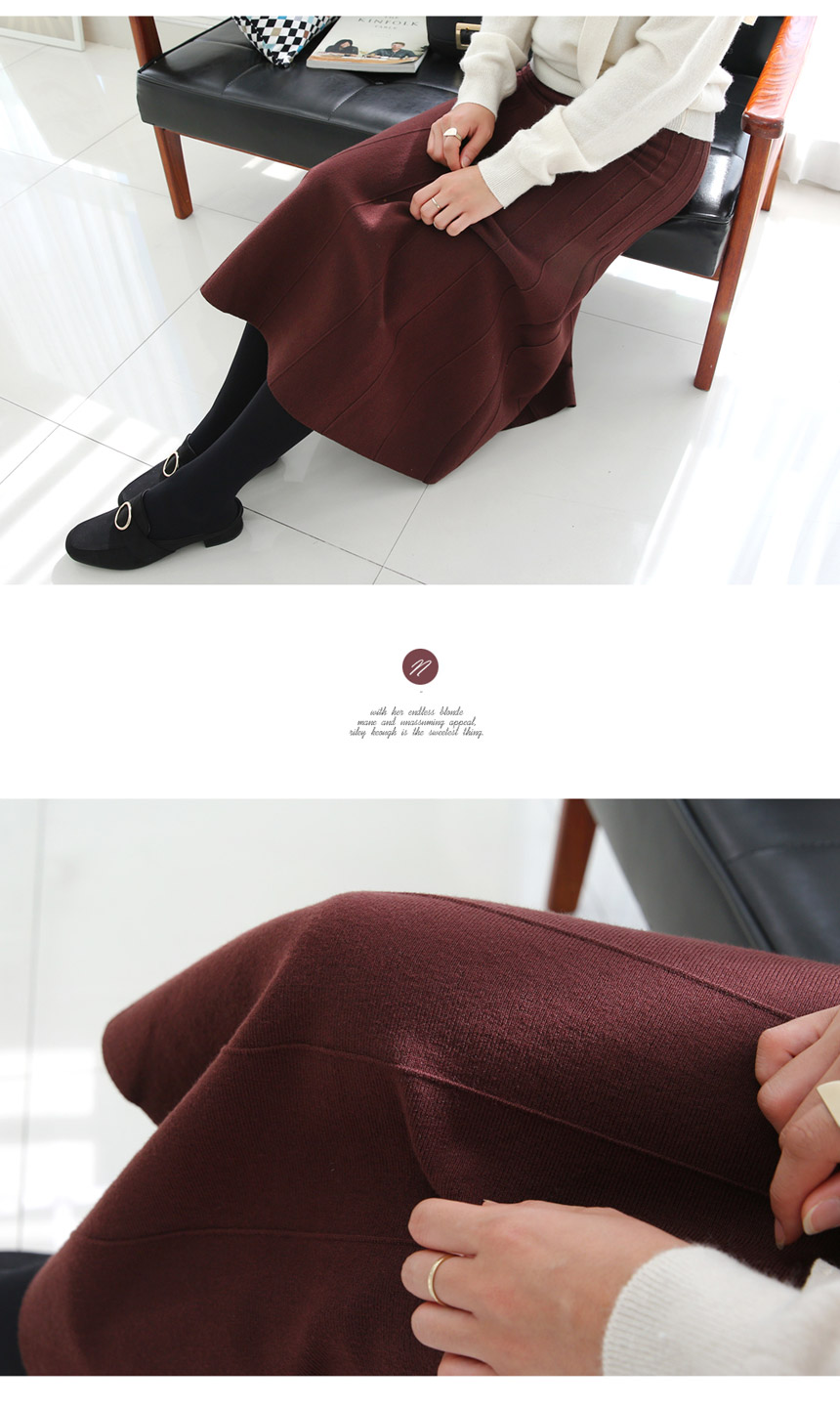 Knit Flare Long Skirts Charlotte A Line 30 Women F