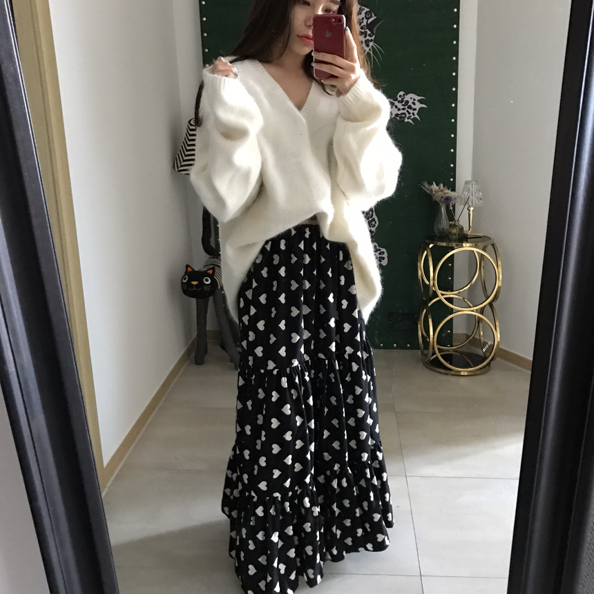 Heart long skirt Lovely look simple 30s female pre
