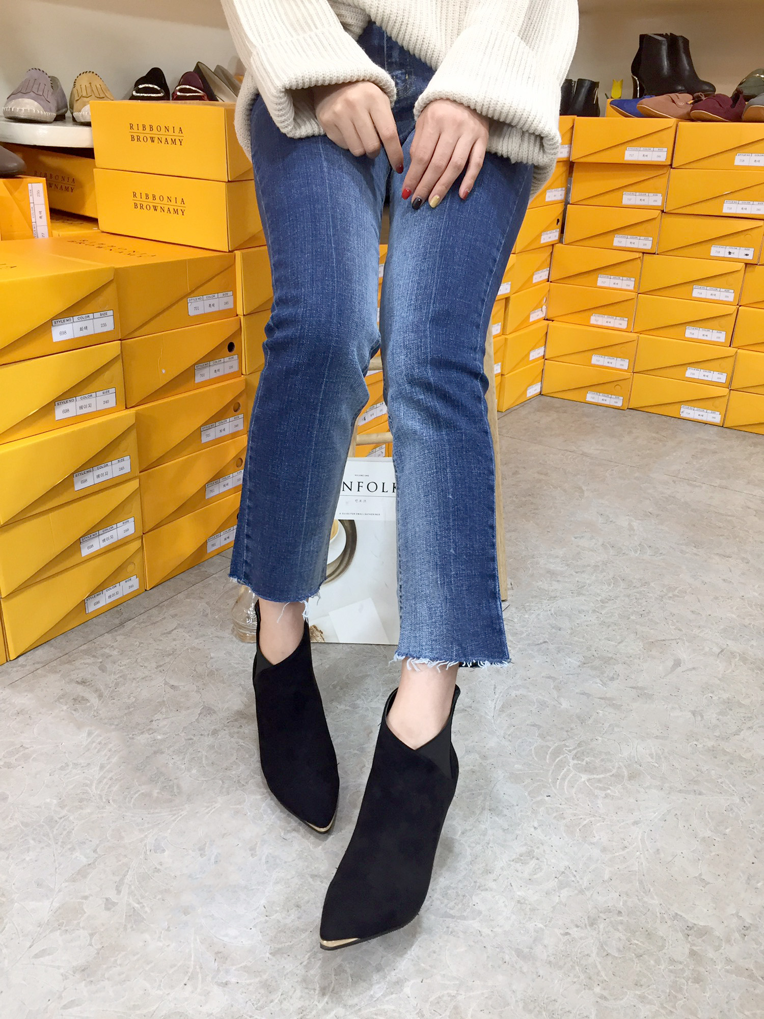 7cm Joshi Simple Suede Stiletto Heel Booty Chelsea