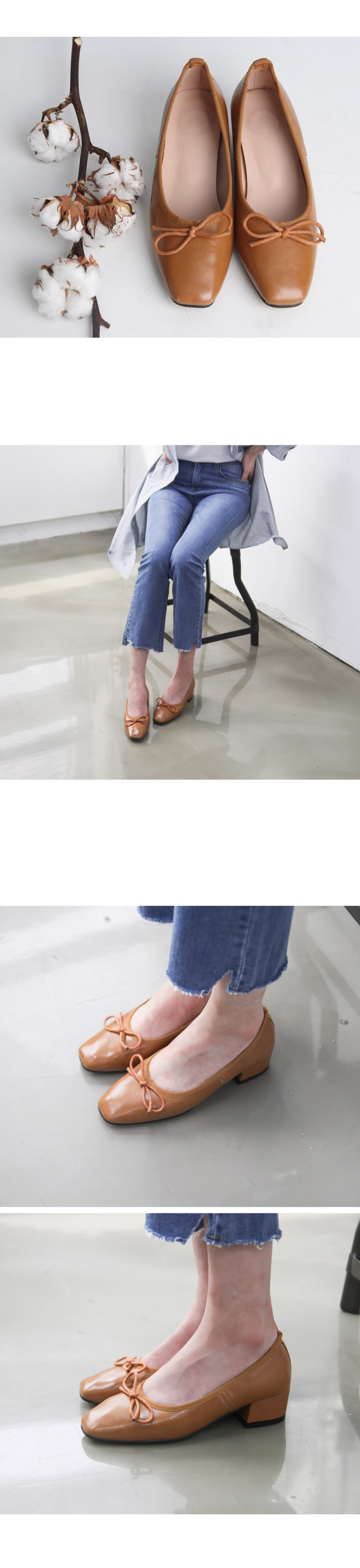 Ribbon Square Mid-Hill 4cm 20s Women's Shoes Gi