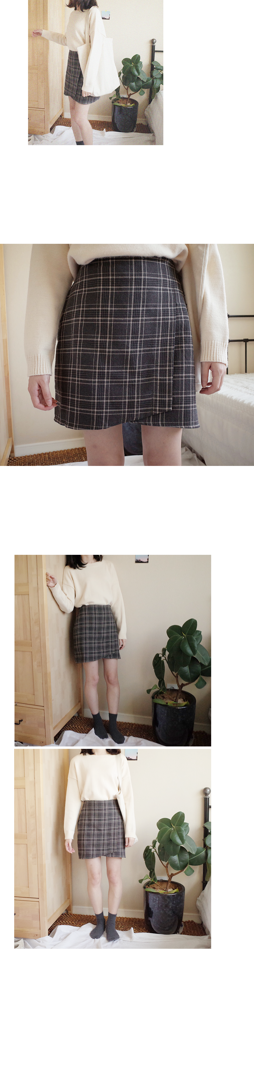 Check H Line Tulip Mini Skirt Navy, Gray h Skirt R