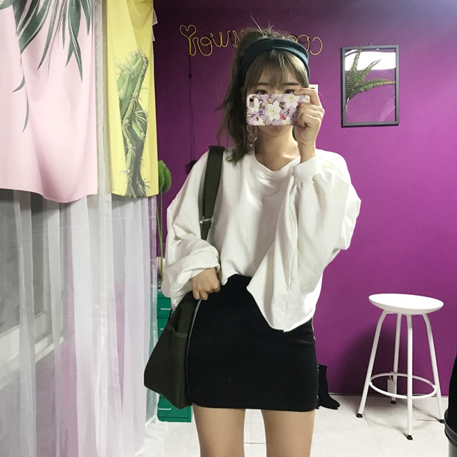 Line banding mini skirt 2color 20s female double l