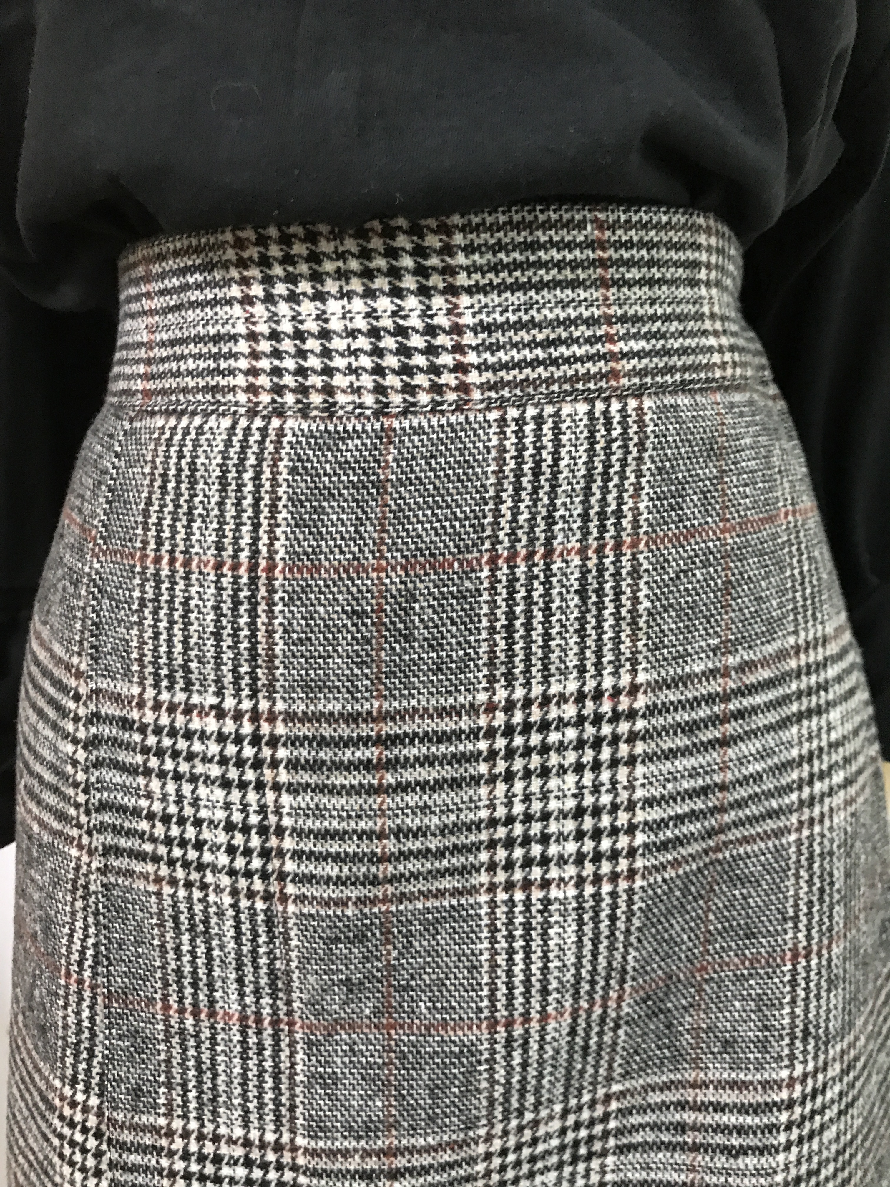 Check Date Banding Long Skirt Brown Black Fall