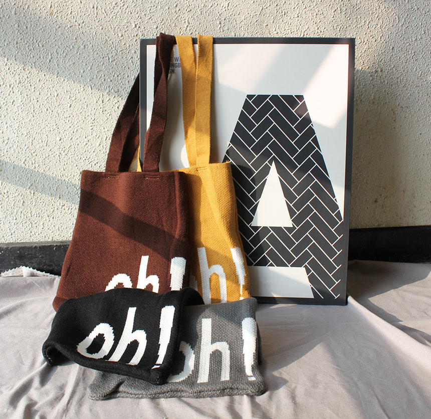 Double knit eco bag Shoulder bag Knit bag Winter k