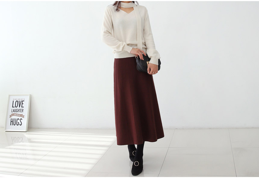 Knit Flare Long Skirts Charlotte A Line 30 Women F