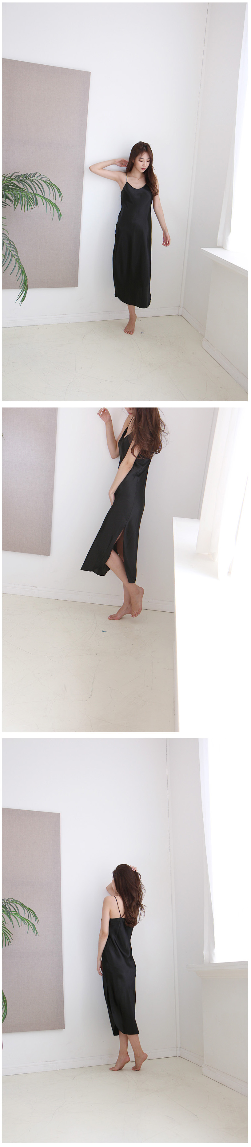 Satin Maxi Slip Silk Long Dress One Piece Pajamas 