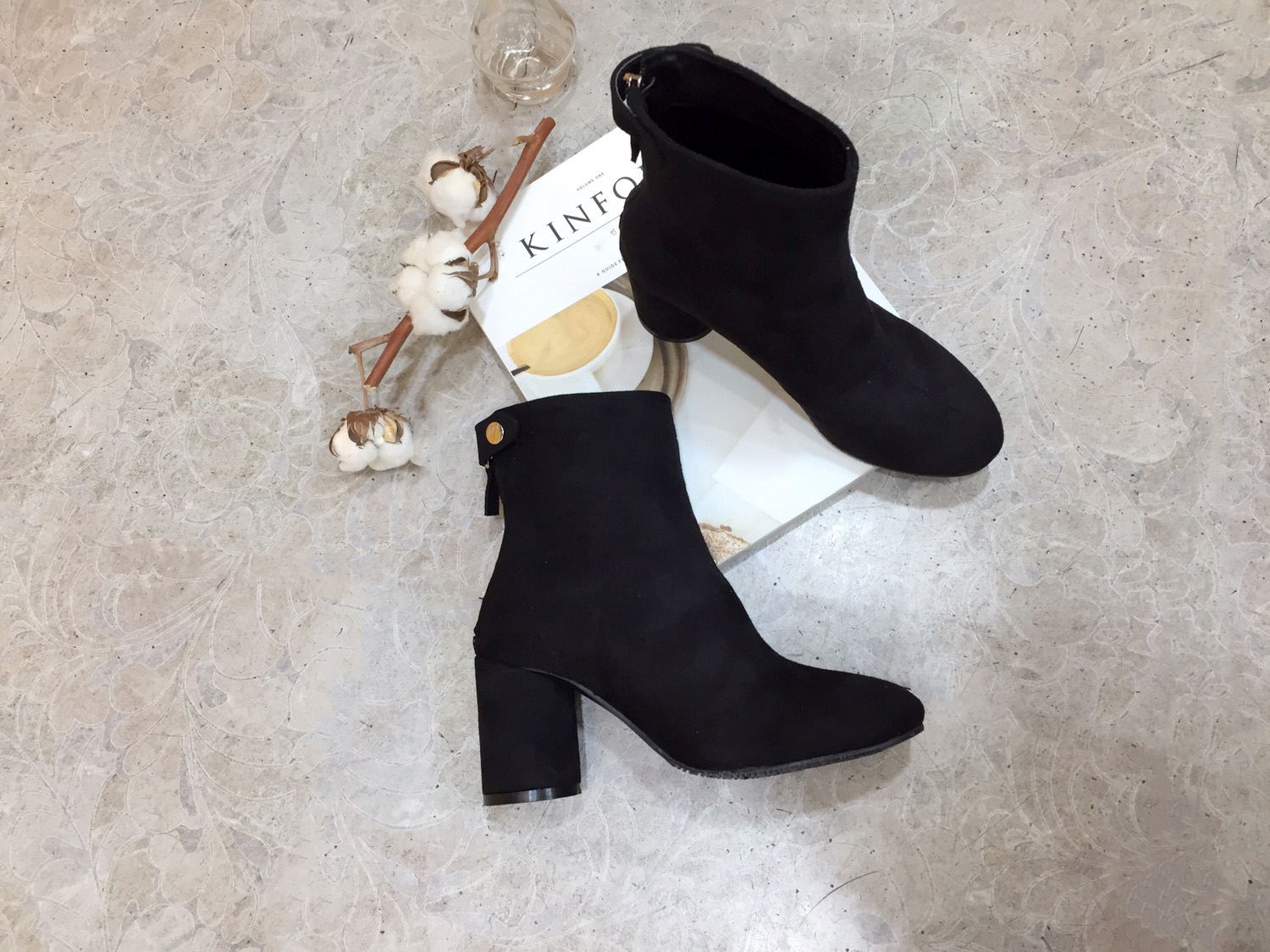 7cm merci simple suede suede round hoodie Ankle bo