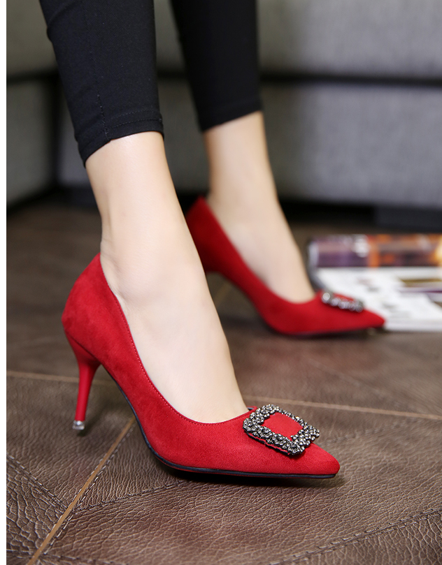 Beads Square Stiletto Hill Spiked Shoe 20s Women M