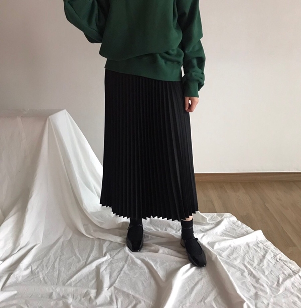 Shine Long Pleated Skirt Twill Girls Twenties Autu