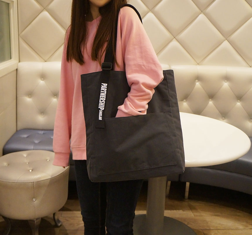 Shoulder Pocket Eco Back Lettering Canvas Bag Dail
