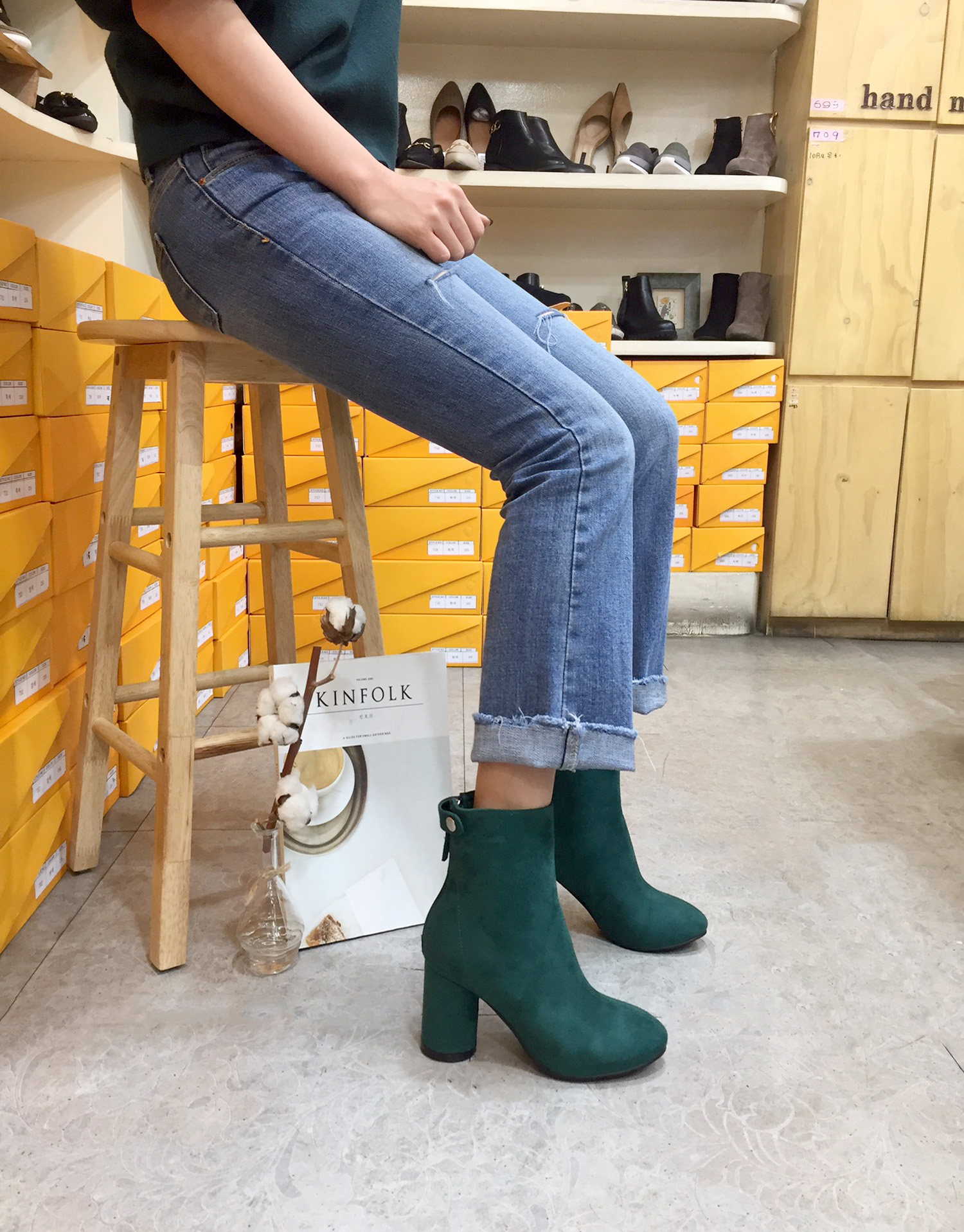 7cm merci simple suede suede round hoodie Ankle bo