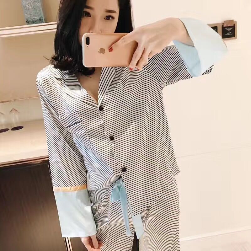 Imported Reica luxury silk long-sleeved pajamas cu
