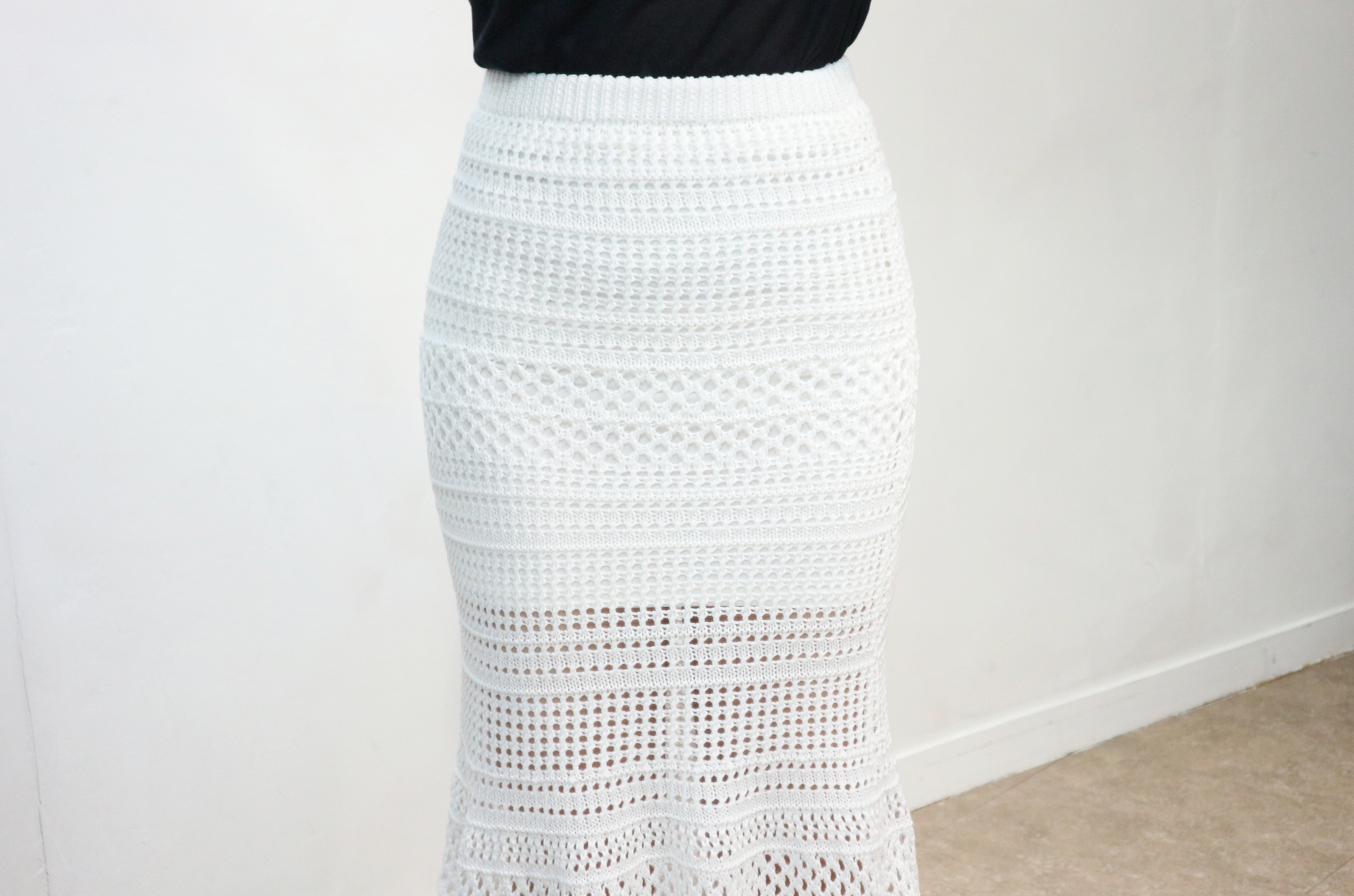 See-through Mermaid Knit Long Skirt Skirt Bending