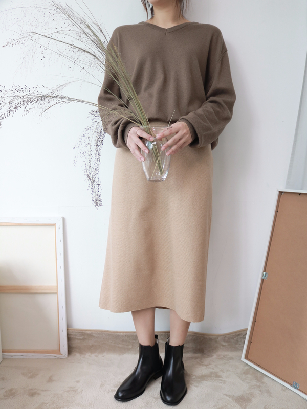 Woolen Long Skirt 2color Vegetable Winter Pit H Li