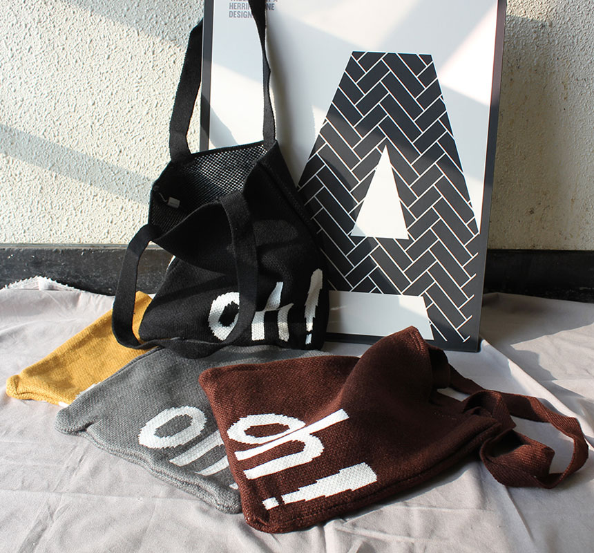 Double knit eco bag Shoulder bag Knit bag Winter k