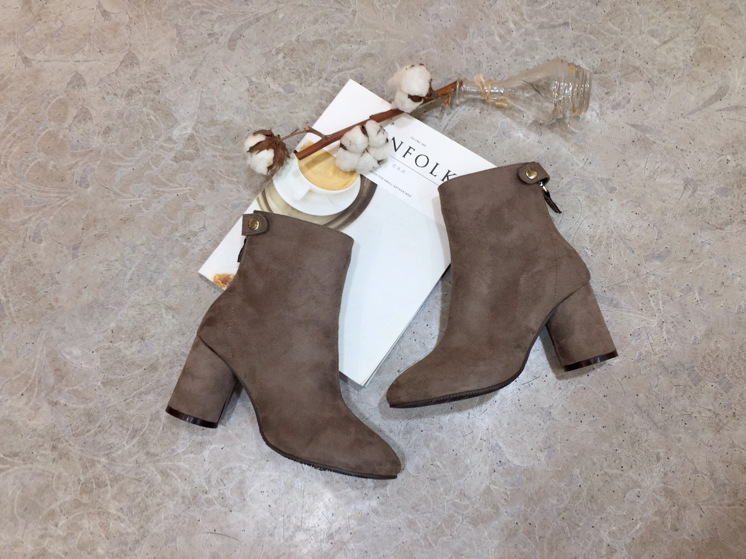 7cm merci simple suede suede round hoodie Ankle bo