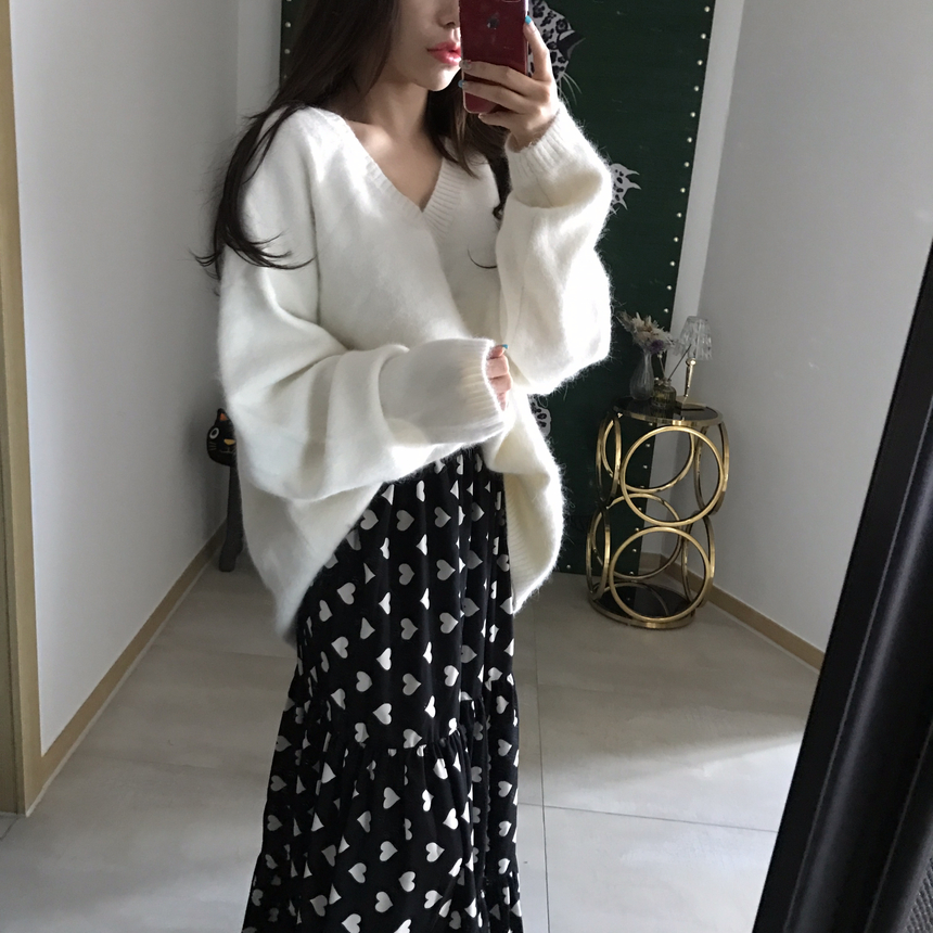 Heart long skirt Lovely look simple 30s female pre