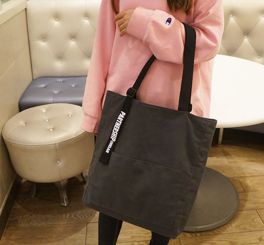 Shoulder Pocket Eco Back Lettering Canvas Bag Dail