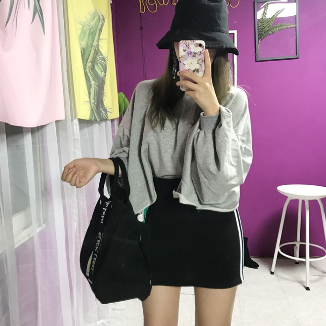 Line banding mini skirt 2color 20s female double l