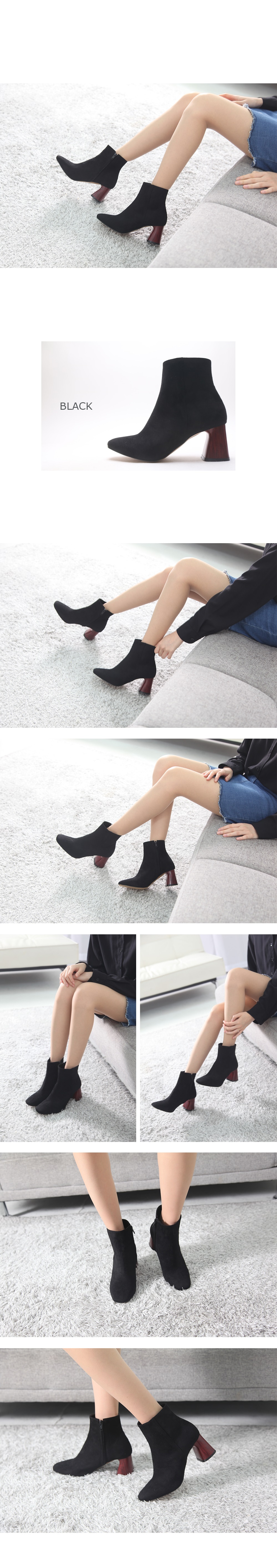 Square nose Suede Suhmy Angle Boots 6cm Ankle side