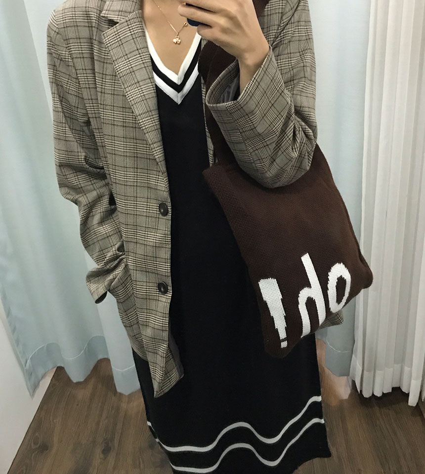 Double knit eco bag Shoulder bag Knit bag Winter k